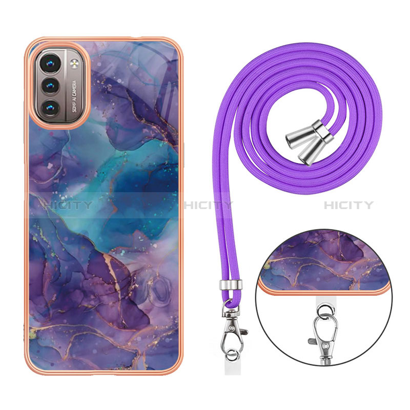 Funda Silicona Gel Goma Patron de Moda Carcasa con Acollador Cordon Lanyard YB7 para Nokia G21