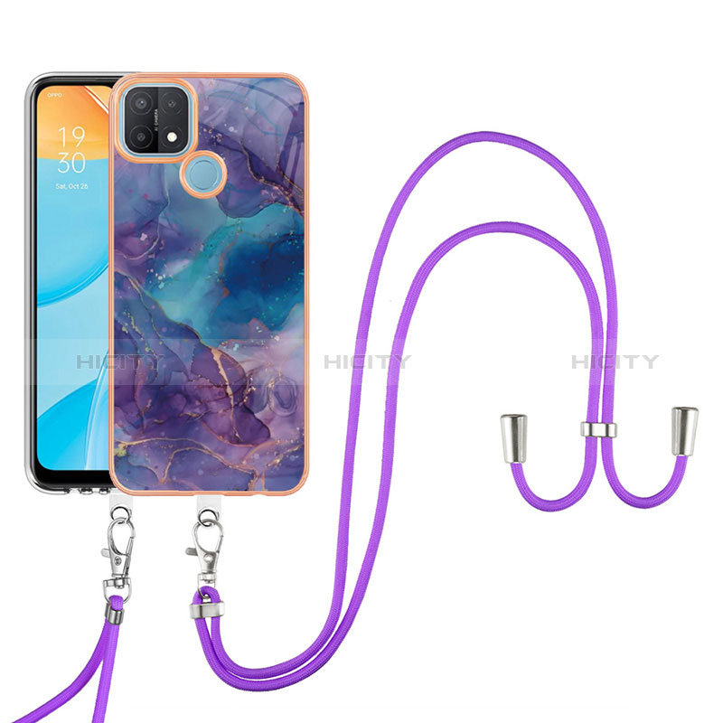 Funda Silicona Gel Goma Patron de Moda Carcasa con Acollador Cordon Lanyard YB7 para Oppo A15