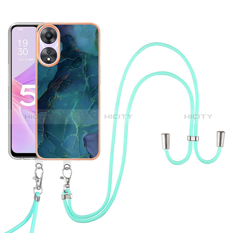 Funda Silicona Gel Goma Patron de Moda Carcasa con Acollador Cordon Lanyard YB7 para Oppo A58 5G