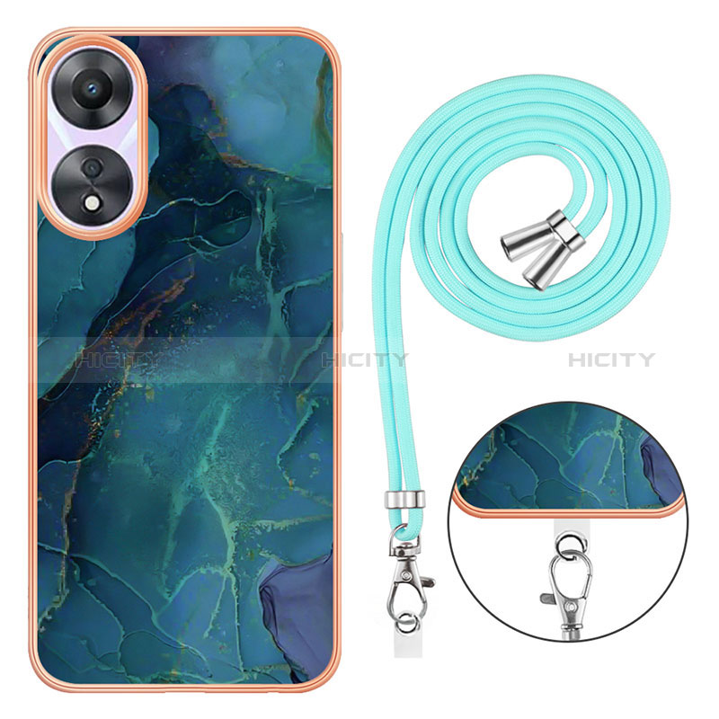 Funda Silicona Gel Goma Patron de Moda Carcasa con Acollador Cordon Lanyard YB7 para Oppo A78 5G