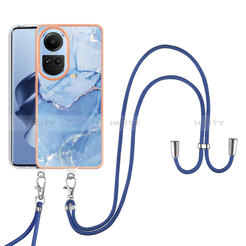 Funda Silicona Gel Goma Patron de Moda Carcasa con Acollador Cordon Lanyard YB7 para Oppo Reno10 5G