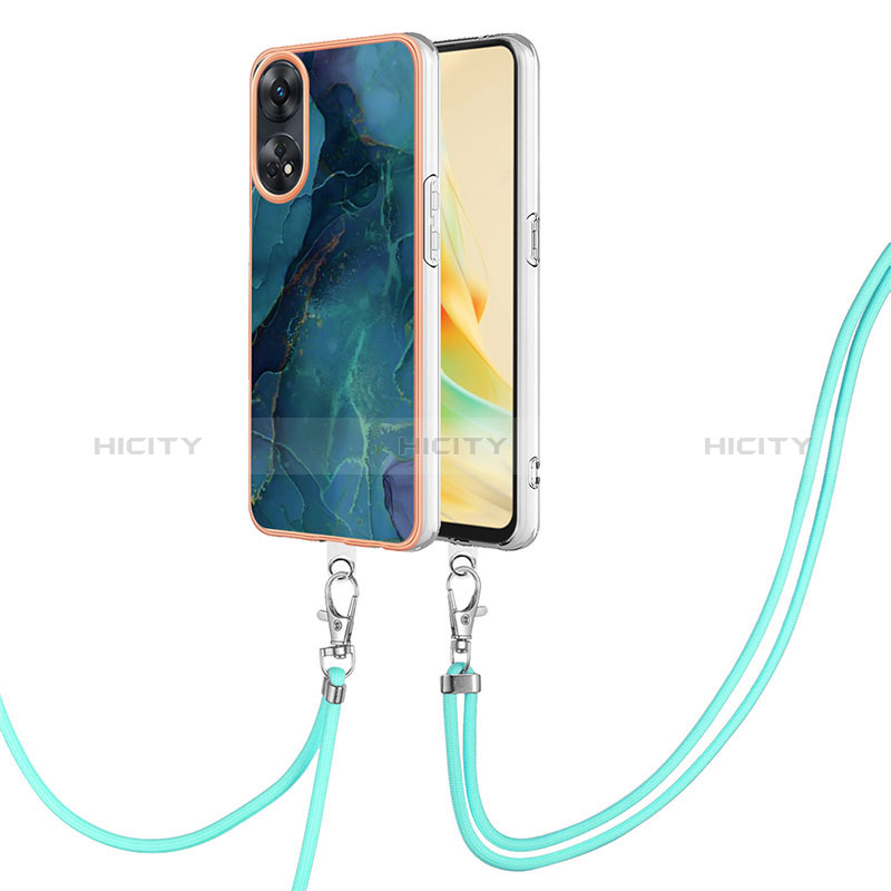 Funda Silicona Gel Goma Patron de Moda Carcasa con Acollador Cordon Lanyard YB7 para Oppo Reno8 T 4G