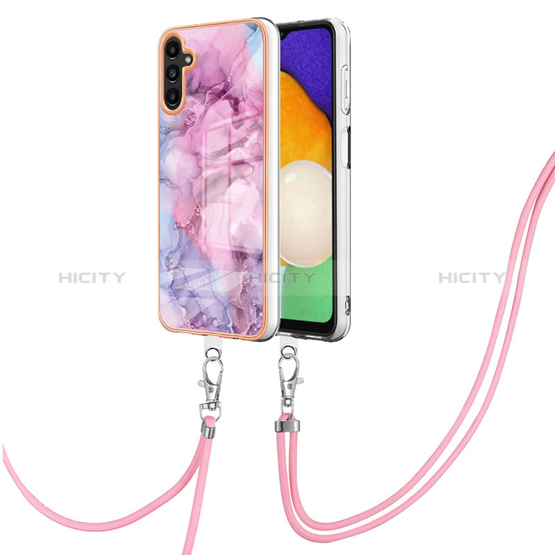 Funda Silicona Gel Goma Patron de Moda Carcasa con Acollador Cordon Lanyard YB7 para Samsung Galaxy A04s