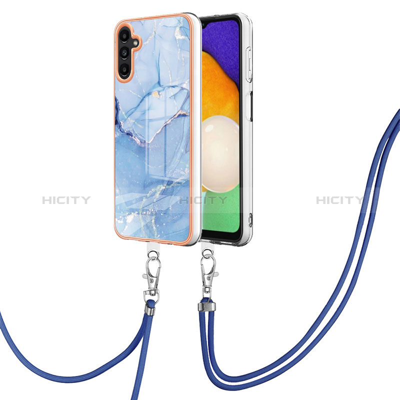 Funda Silicona Gel Goma Patron de Moda Carcasa con Acollador Cordon Lanyard YB7 para Samsung Galaxy A04s