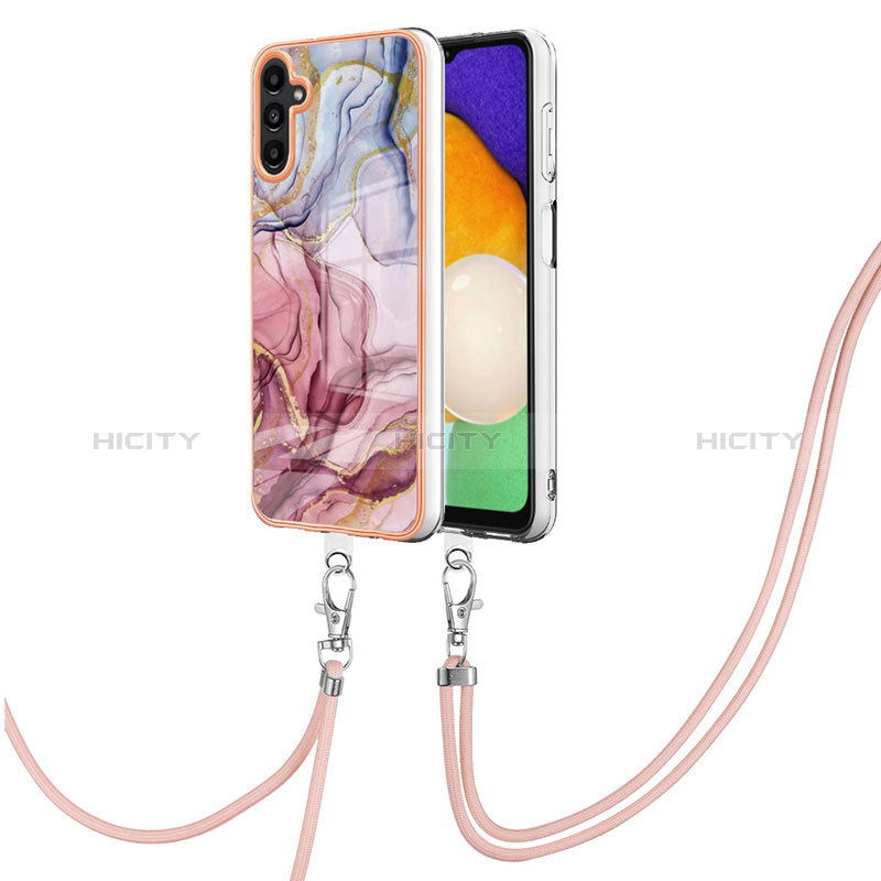 Funda Silicona Gel Goma Patron de Moda Carcasa con Acollador Cordon Lanyard YB7 para Samsung Galaxy A04s Multicolor