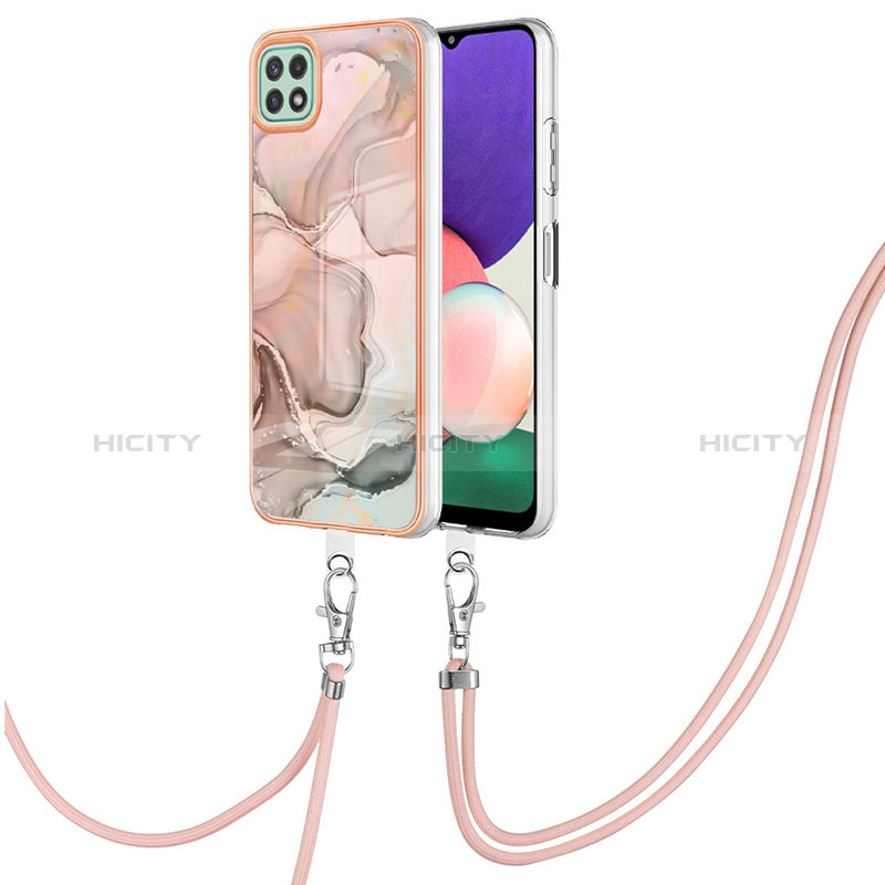 Funda Silicona Gel Goma Patron de Moda Carcasa con Acollador Cordon Lanyard YB7 para Samsung Galaxy A22 5G