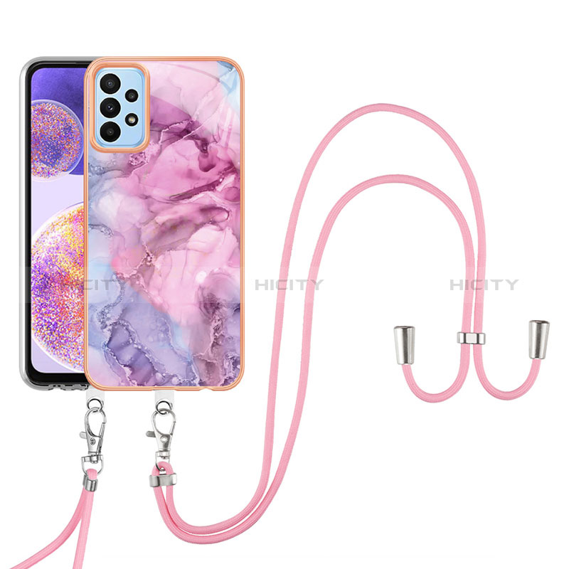 Funda Silicona Gel Goma Patron de Moda Carcasa con Acollador Cordon Lanyard YB7 para Samsung Galaxy A23 4G