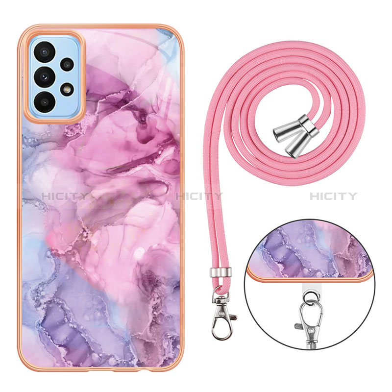 Funda Silicona Gel Goma Patron de Moda Carcasa con Acollador Cordon Lanyard YB7 para Samsung Galaxy A23 5G