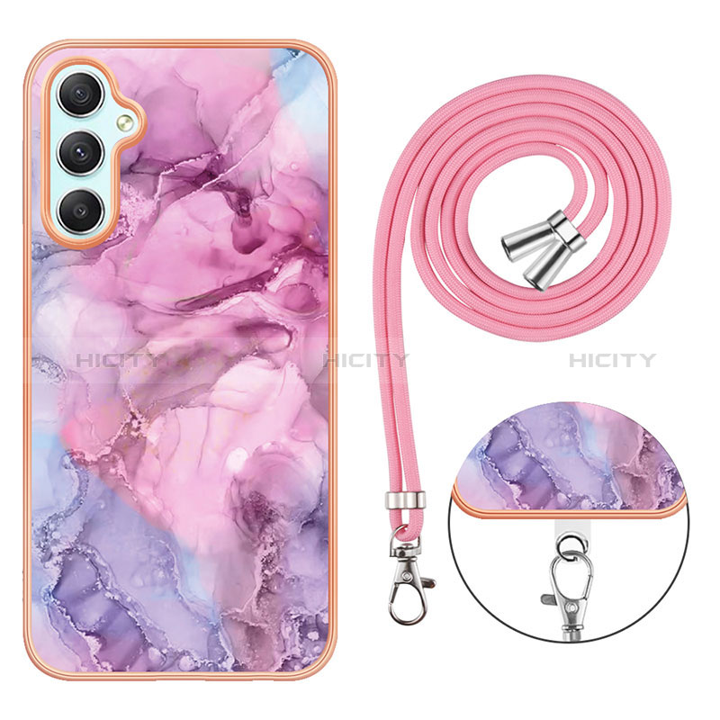 Funda Silicona Gel Goma Patron de Moda Carcasa con Acollador Cordon Lanyard YB7 para Samsung Galaxy A24 4G