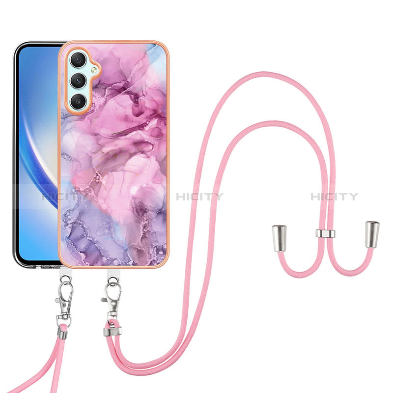 Funda Silicona Gel Goma Patron de Moda Carcasa con Acollador Cordon Lanyard YB7 para Samsung Galaxy A24 4G