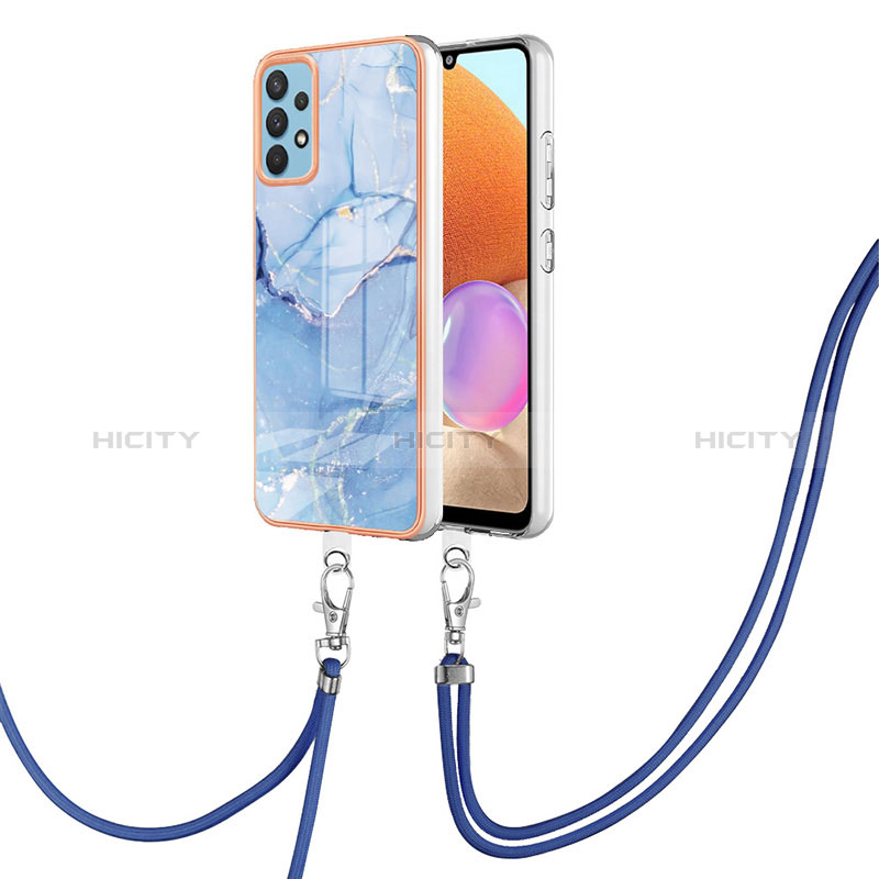 Funda Silicona Gel Goma Patron de Moda Carcasa con Acollador Cordon Lanyard YB7 para Samsung Galaxy A32 4G