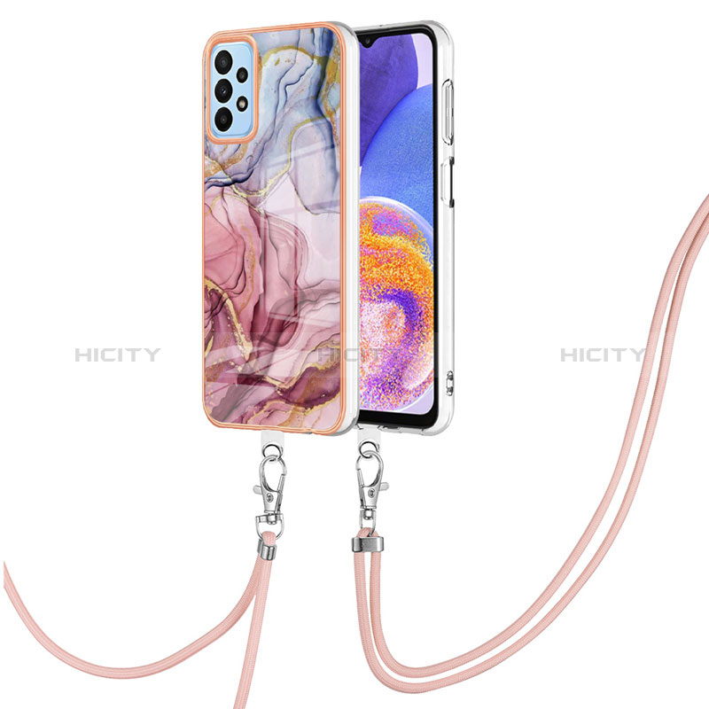 Funda Silicona Gel Goma Patron de Moda Carcasa con Acollador Cordon Lanyard YB7 para Samsung Galaxy A52s 5G Multicolor