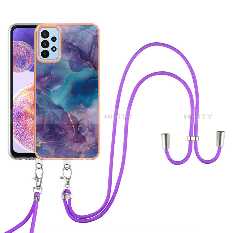 Funda Silicona Gel Goma Patron de Moda Carcasa con Acollador Cordon Lanyard YB7 para Samsung Galaxy A53 5G