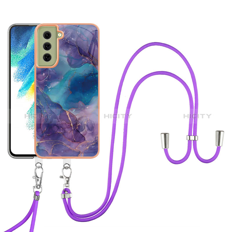 Funda Silicona Gel Goma Patron de Moda Carcasa con Acollador Cordon Lanyard YB7 para Samsung Galaxy S21 FE 5G