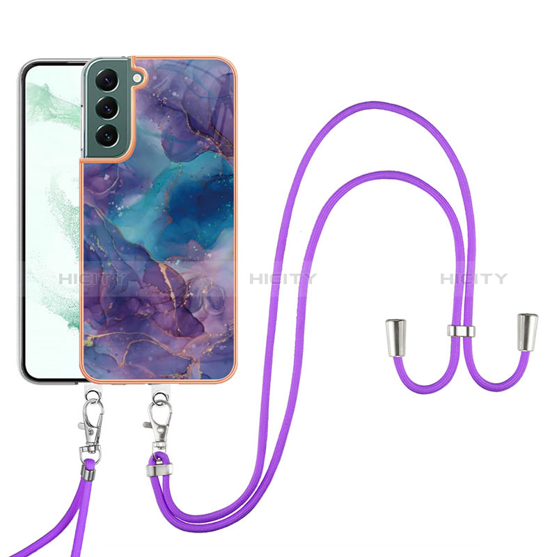 Funda Silicona Gel Goma Patron de Moda Carcasa con Acollador Cordon Lanyard YB7 para Samsung Galaxy S22 5G