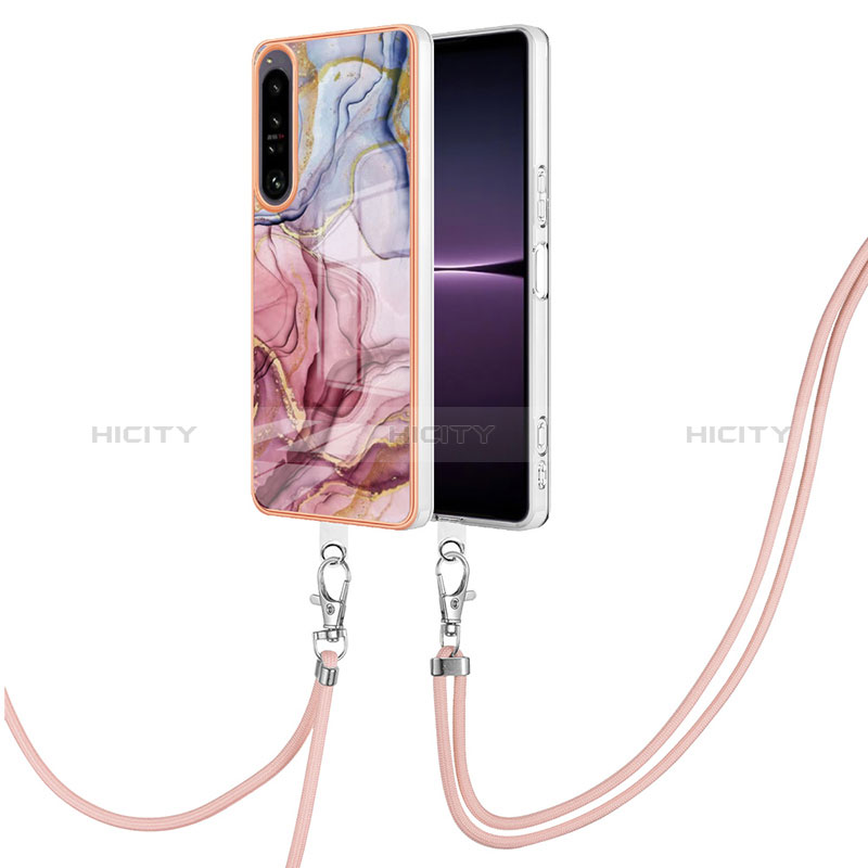 Funda Silicona Gel Goma Patron de Moda Carcasa con Acollador Cordon Lanyard YB7 para Sony Xperia 1 IV Multicolor