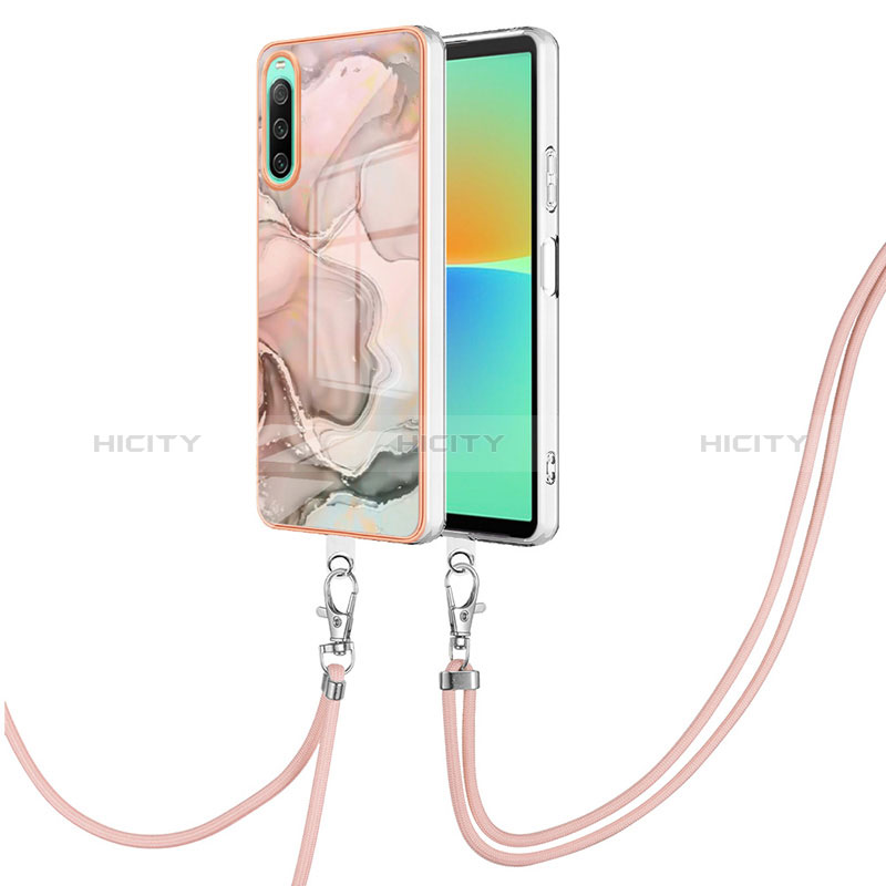 Funda Silicona Gel Goma Patron de Moda Carcasa con Acollador Cordon Lanyard YB7 para Sony Xperia 10 IV