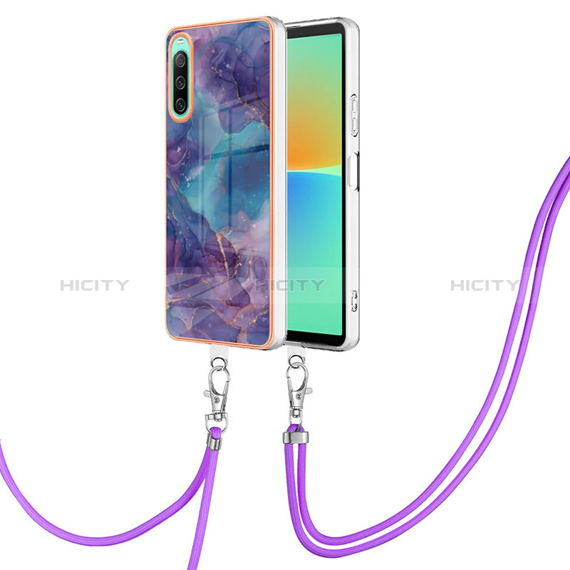 Funda Silicona Gel Goma Patron de Moda Carcasa con Acollador Cordon Lanyard YB7 para Sony Xperia 10 IV