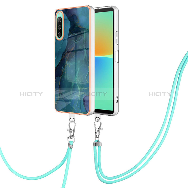 Funda Silicona Gel Goma Patron de Moda Carcasa con Acollador Cordon Lanyard YB7 para Sony Xperia 10 IV