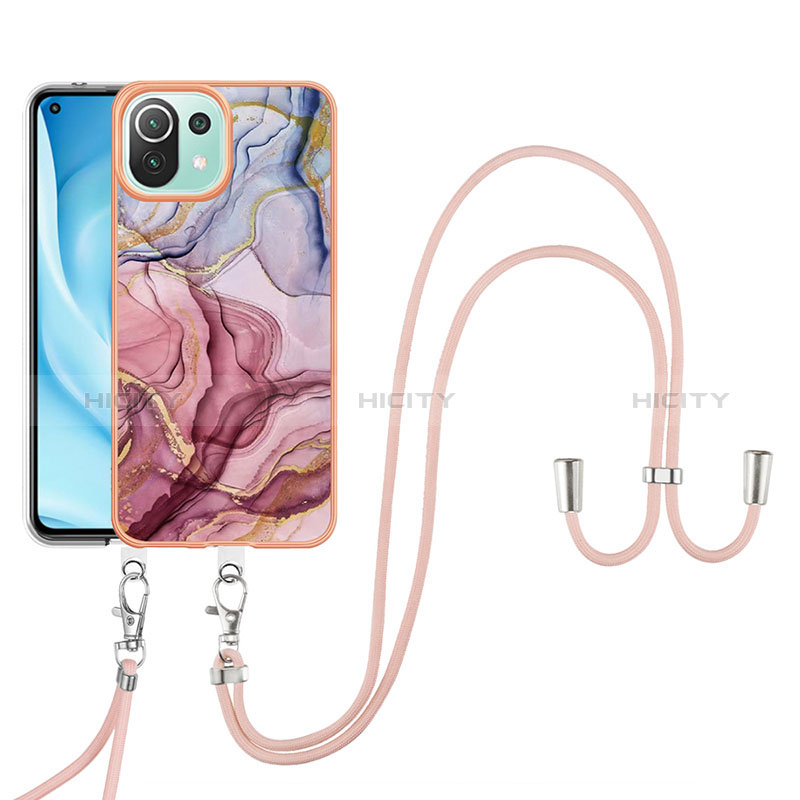 Funda Silicona Gel Goma Patron de Moda Carcasa con Acollador Cordon Lanyard YB7 para Xiaomi Mi 11 Lite 4G