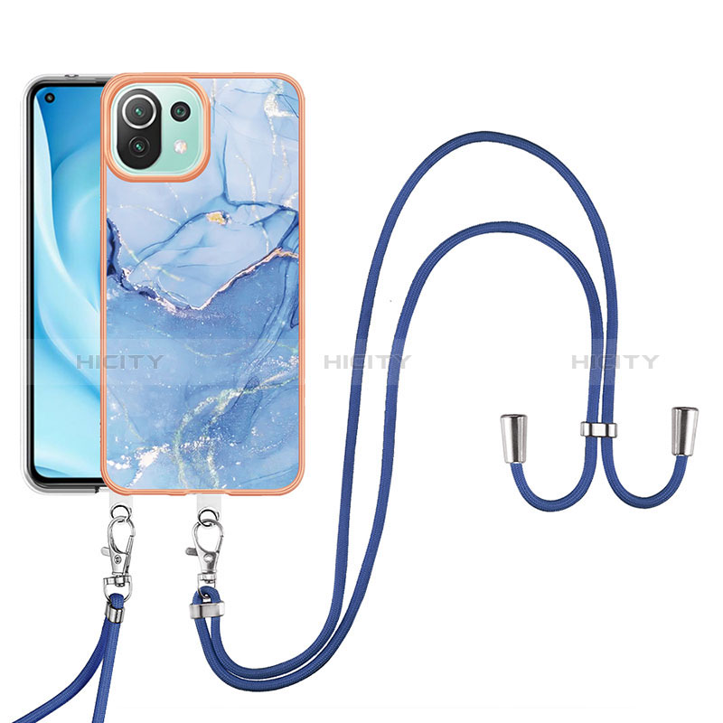 Funda Silicona Gel Goma Patron de Moda Carcasa con Acollador Cordon Lanyard YB7 para Xiaomi Mi 11 Lite 4G