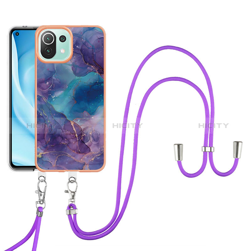 Funda Silicona Gel Goma Patron de Moda Carcasa con Acollador Cordon Lanyard YB7 para Xiaomi Mi 11 Lite 4G