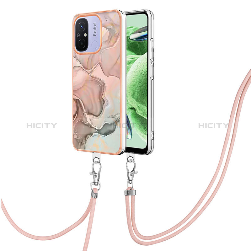 Funda Silicona Gel Goma Patron de Moda Carcasa con Acollador Cordon Lanyard YB7 para Xiaomi Poco C55