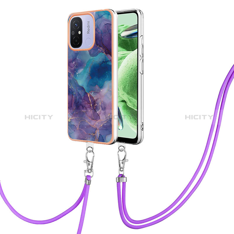 Funda Silicona Gel Goma Patron de Moda Carcasa con Acollador Cordon Lanyard YB7 para Xiaomi Poco C55