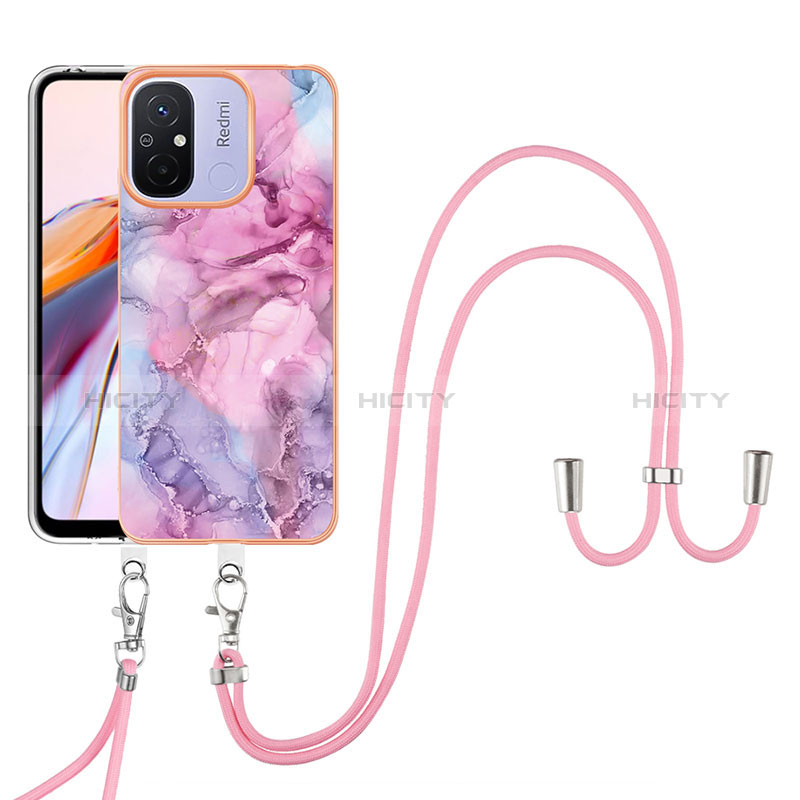 Funda Silicona Gel Goma Patron de Moda Carcasa con Acollador Cordon Lanyard YB7 para Xiaomi Poco C55