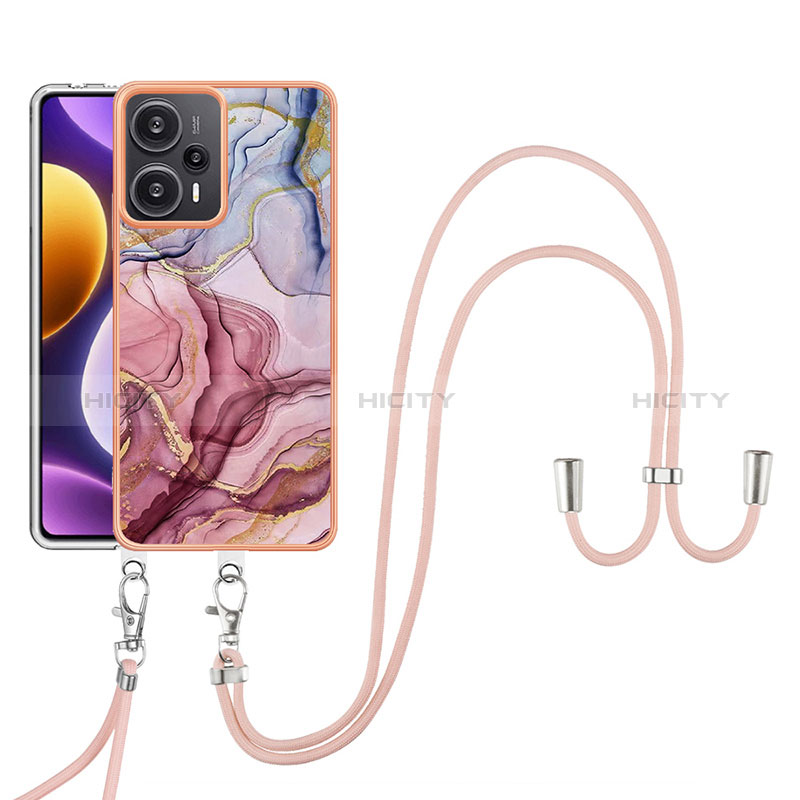 Funda Silicona Gel Goma Patron de Moda Carcasa con Acollador Cordon Lanyard YB7 para Xiaomi Poco F5 5G