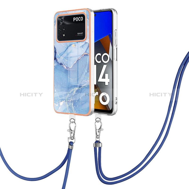 Funda Silicona Gel Goma Patron de Moda Carcasa con Acollador Cordon Lanyard YB7 para Xiaomi Poco M4 Pro 4G