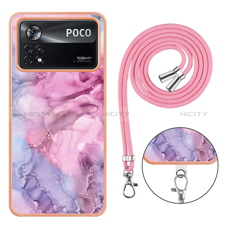 Funda Silicona Gel Goma Patron de Moda Carcasa con Acollador Cordon Lanyard YB7 para Xiaomi Poco X4 Pro 5G