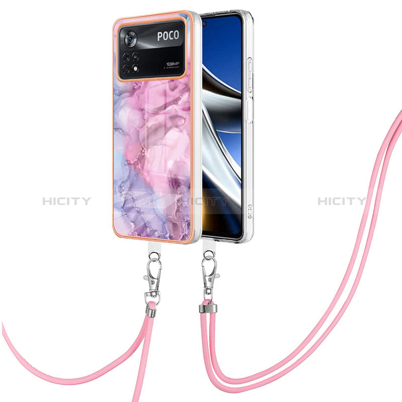 Funda Silicona Gel Goma Patron de Moda Carcasa con Acollador Cordon Lanyard YB7 para Xiaomi Poco X4 Pro 5G