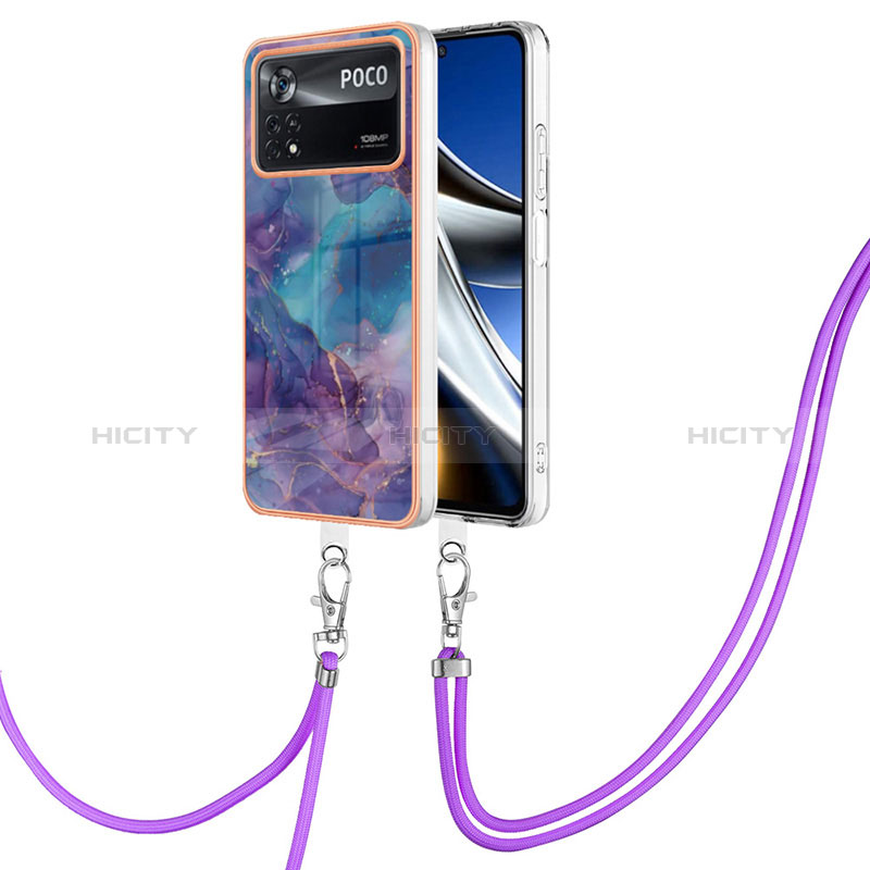 Funda Silicona Gel Goma Patron de Moda Carcasa con Acollador Cordon Lanyard YB7 para Xiaomi Poco X4 Pro 5G