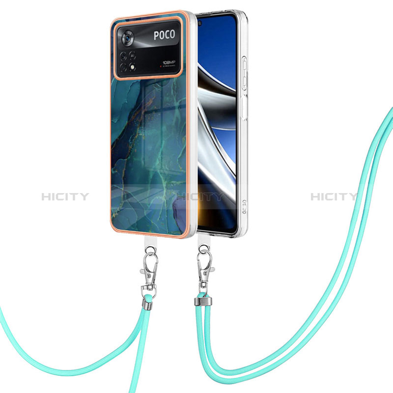 Funda Silicona Gel Goma Patron de Moda Carcasa con Acollador Cordon Lanyard YB7 para Xiaomi Poco X4 Pro 5G