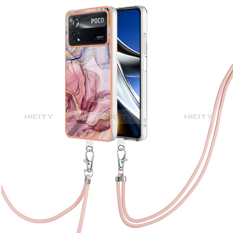 Funda Silicona Gel Goma Patron de Moda Carcasa con Acollador Cordon Lanyard YB7 para Xiaomi Poco X4 Pro 5G Multicolor