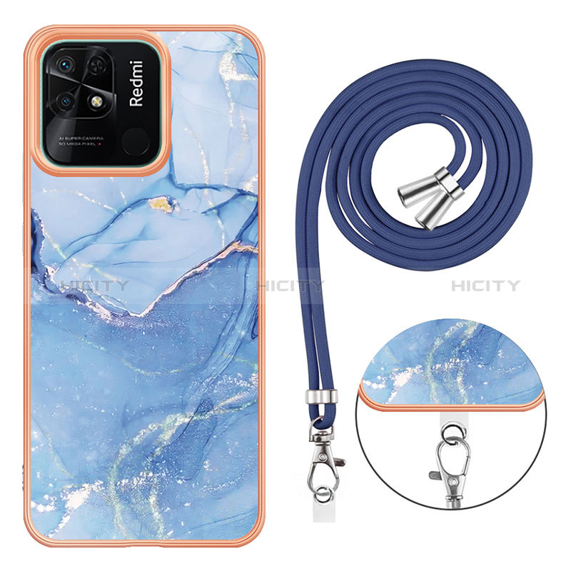 Funda Silicona Gel Goma Patron de Moda Carcasa con Acollador Cordon Lanyard YB7 para Xiaomi Redmi 10 Power