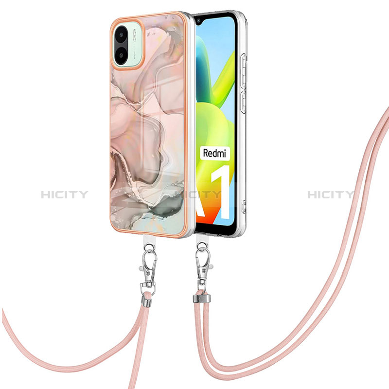 Funda Silicona Gel Goma Patron de Moda Carcasa con Acollador Cordon Lanyard YB7 para Xiaomi Redmi A2