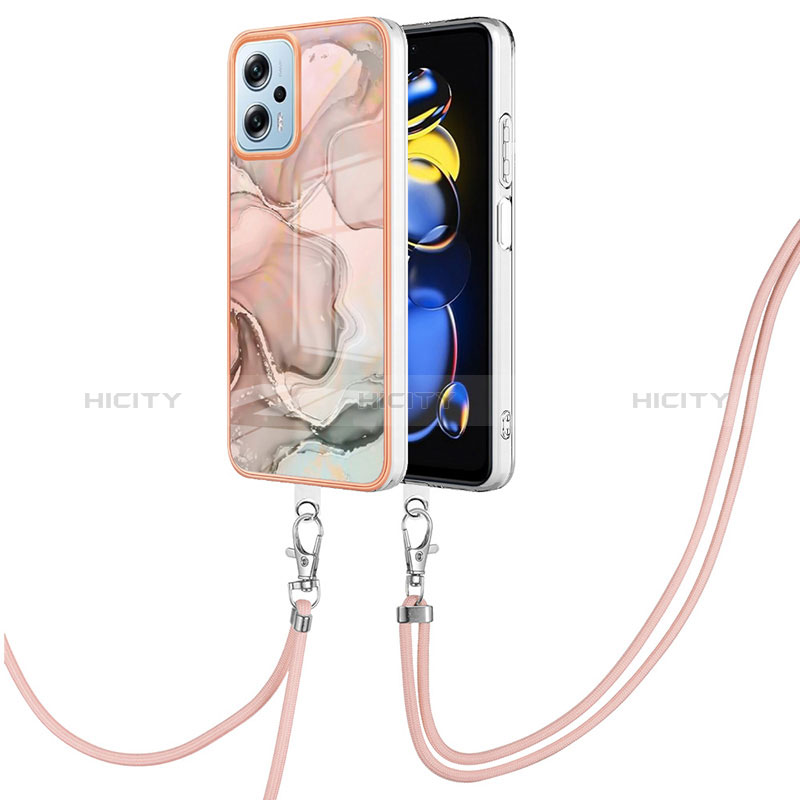 Funda Silicona Gel Goma Patron de Moda Carcasa con Acollador Cordon Lanyard YB7 para Xiaomi Redmi K50i 5G