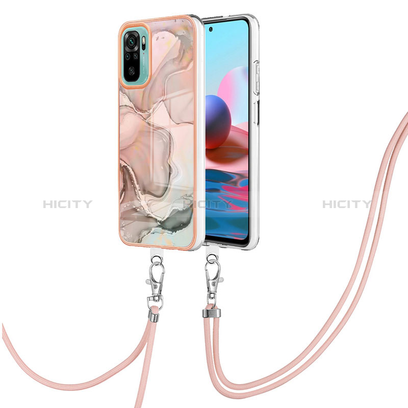 Funda Silicona Gel Goma Patron de Moda Carcasa con Acollador Cordon Lanyard YB7 para Xiaomi Redmi Note 10 4G