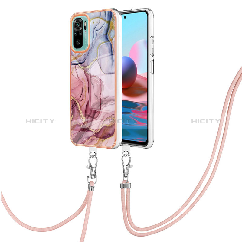 Funda Silicona Gel Goma Patron de Moda Carcasa con Acollador Cordon Lanyard YB7 para Xiaomi Redmi Note 10 4G Multicolor