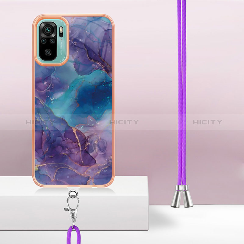 Funda Silicona Gel Goma Patron de Moda Carcasa con Acollador Cordon Lanyard YB7 para Xiaomi Redmi Note 10S 4G