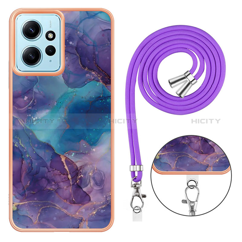 Funda Silicona Gel Goma Patron de Moda Carcasa con Acollador Cordon Lanyard YB7 para Xiaomi Redmi Note 12 4G