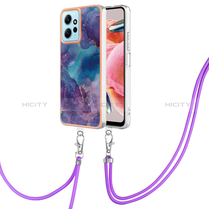 Funda Silicona Gel Goma Patron de Moda Carcasa con Acollador Cordon Lanyard YB7 para Xiaomi Redmi Note 12 4G