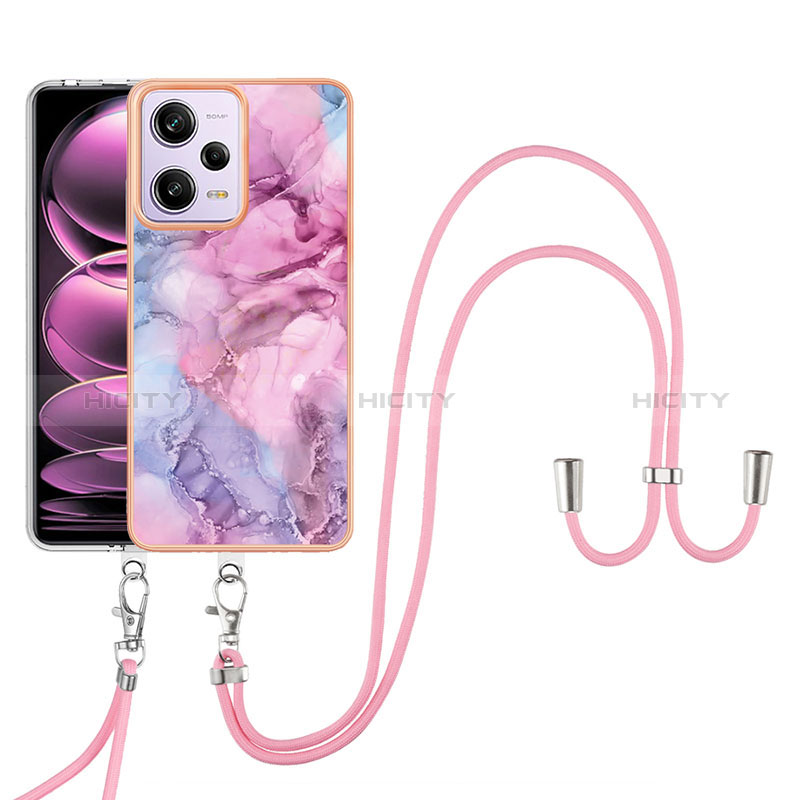 Funda Silicona Gel Goma Patron de Moda Carcasa con Acollador Cordon Lanyard YB7 para Xiaomi Redmi Note 12 Pro 5G