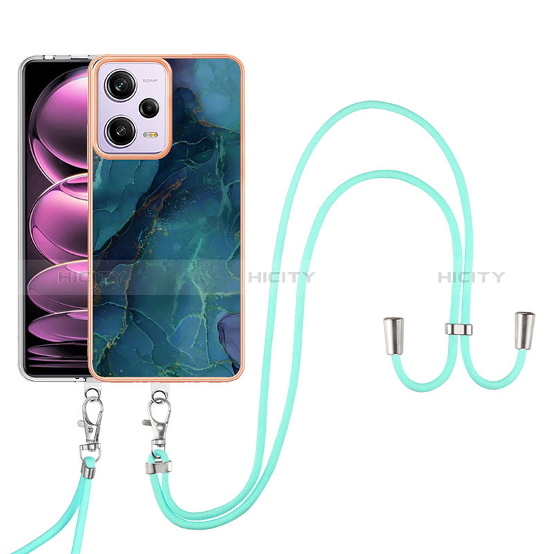 Funda Silicona Gel Goma Patron de Moda Carcasa con Acollador Cordon Lanyard YB7 para Xiaomi Redmi Note 12 Pro 5G