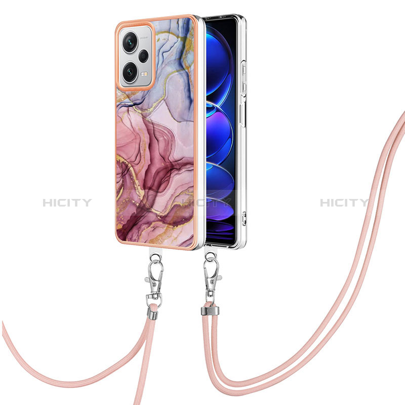 Funda Silicona Gel Goma Patron de Moda Carcasa con Acollador Cordon Lanyard YB7 para Xiaomi Redmi Note 12 Pro+ Plus 5G