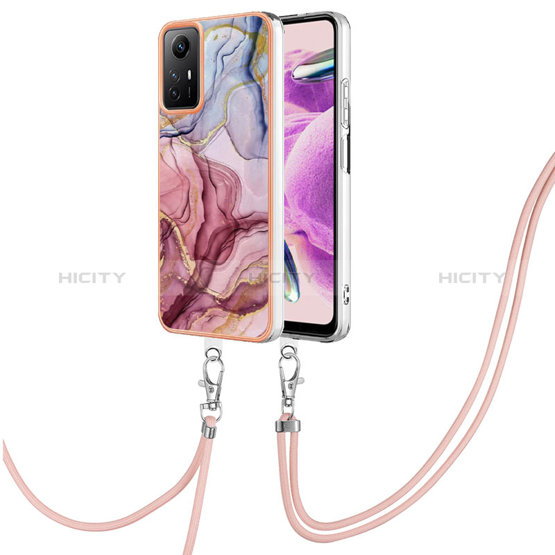 Funda Silicona Gel Goma Patron de Moda Carcasa con Acollador Cordon Lanyard YB7 para Xiaomi Redmi Note 12S