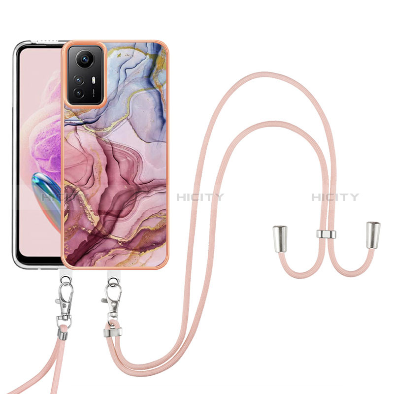 Funda Silicona Gel Goma Patron de Moda Carcasa con Acollador Cordon Lanyard YB7 para Xiaomi Redmi Note 12S Multicolor