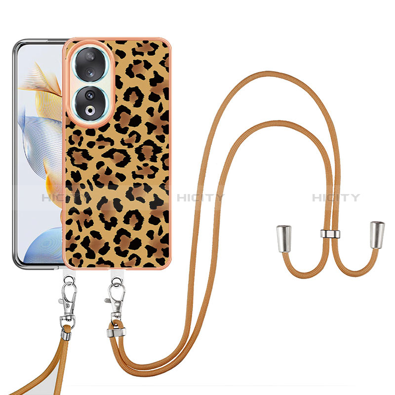 Funda Silicona Gel Goma Patron de Moda Carcasa con Acollador Cordon Lanyard YB8 para Huawei Honor 90 5G